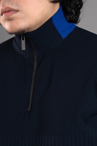 Fermuar Yaka Yarım Balıkçı Likralı Erkek Sweatshirt Lacivert