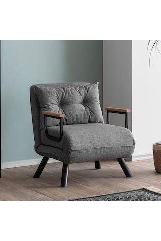 Pafu Sando Tekli Katlanır Yataklı Koltuk Keten Gri