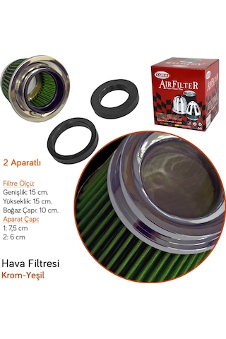 Carub Br4686302 Tuning Hava Filtresi 2 Aparatlı Krom-Yeşil