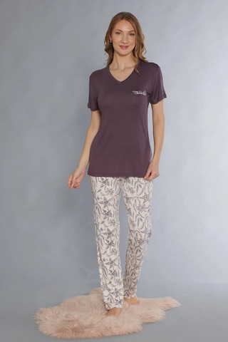 Kısa Kol Viskon Pijama Takımı Flz 88-116 Mor