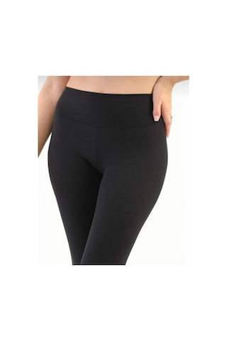 Misschic Kadın Siyah Yüksek Bel Içi Polarlı Şardonlu Fitilli Termal Tayt Siyah
