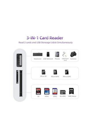 USB Type C To SD Micro SD TF Kart Okuyucu Usb 3 in 1 Çevirici