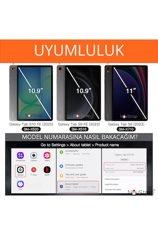 Novstrap Samsung Galaxy Tab S10 Lite/s10 Fe/s9 Fe 10.9 İnç/s9 11 İnç İle Uyumlu Popit Tablet Kılıfı Standlı Kapak