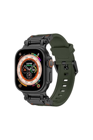 Apple Uyumlu Watch Ultra 1/2 49mm Titanyum Metal Bağlantı Kitli Silikon Kordon 101