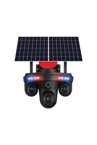Çift Solar Panelli 20mp 4g Sım Ptz Kamera, Btk Kayıtlı 4x Lens Aı Takip