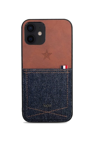 Kajsa Apple Uyumlu iPhone 12 Kılıf Cep Tasarımlı Kajsa Denim Kapak ZORE-216621
