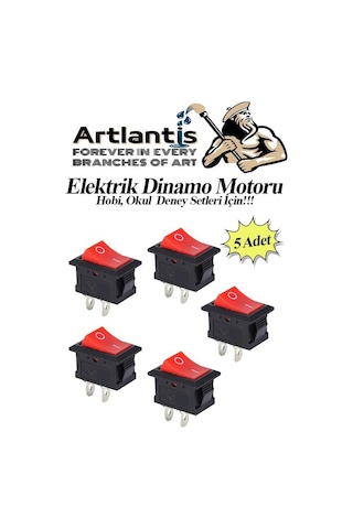 Mini Anahtar Arapuar Çıtçıt Anahtar 5 Adet Elektrik Devresi İçin Açma Kapama Düğmesi On / Off Kırmızı Siyah Anahtar