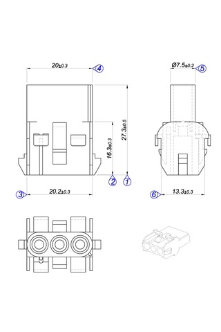 Kyd 3803-3' Lü Dişi Yuvarlak Konnektör
