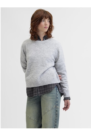 Jack & Jones Kadin Bisiklet Yaka Alpaka Yünlü Kazak - Evi - 12281702 Medium Grey Melange