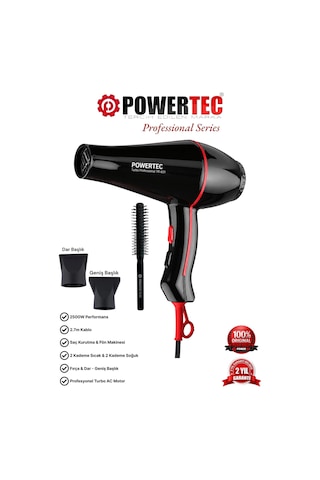 Powertec TR-601 Profesyonel Fön Makinesi + Berber Fön Fırçası