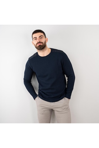 Likralı Erkek Lacivert Sweatshirt