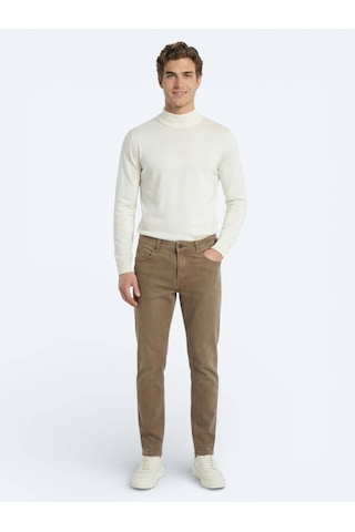 Kip Hardal Slim Fit Denim Pamuk Karışımlı Pantolon