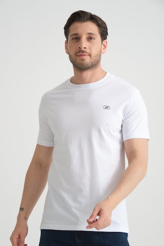 Shooter Sportwear Shooter Erkek T-shirt Nefes Alabilen Esnek Pamuklu Kumaş Regular Kalıp Minimal Logolu Beyaz