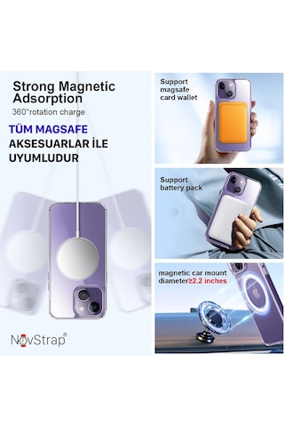 Apple Uyumlu iPhone 14 Kilif 6.1 Inç Seffaf Magsafe Kamera Korumali 556387344