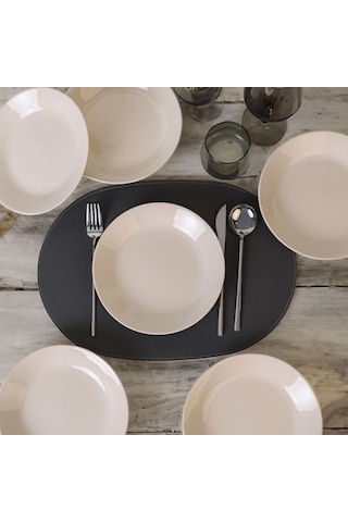 Keramika Krem Hitit Yemek Tabağı 21 Cm 6 Adet 030