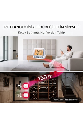 Thermopro Tp210 150m Sensörlü Derin Dondurucu Buzdolabı Max/min Sıcaklık Ölçer Termometre