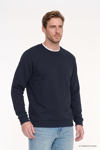Ac&Co / Altınyıldız Classics Erkek Lacı 2 İplik Sıcak Tutan Standart Fit Normal Kesim Bisiklet Yaka Sweatshirt Lacı Lacivert