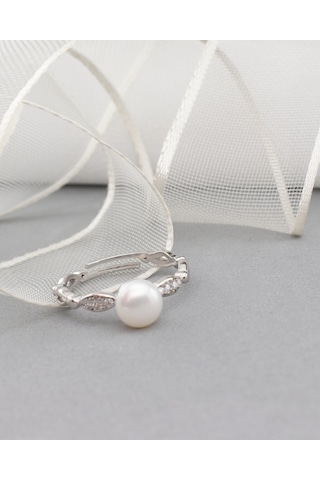 Brezza Lusso Jewelry Diamond Model Hakiki İnci Kadın Gümüş Yüzük 12 - 19