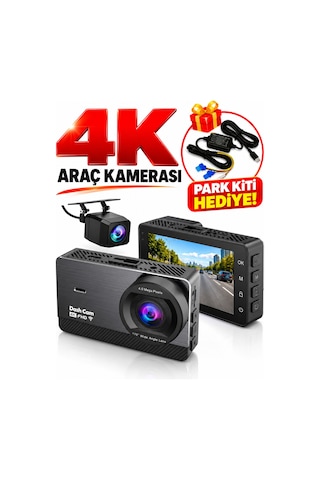 4k Wifi Araç Kamerası Ön 4k Arka 1080p Uygulama Kontrollü Park Kiti Hediye 7/24 Kayıt
