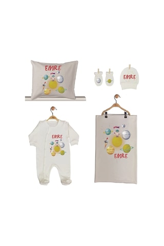Pia Baby Gl 1922-02 İsme Özel Beşli Tulum Set Krem