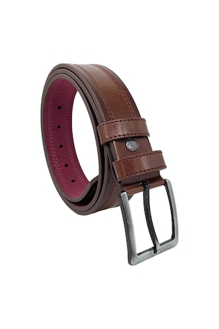 Süzer Deri 4 Cm.lik Spor Suni Deri Çift Dikişli Model Erkek Kemer Kahverengi Kahverengi