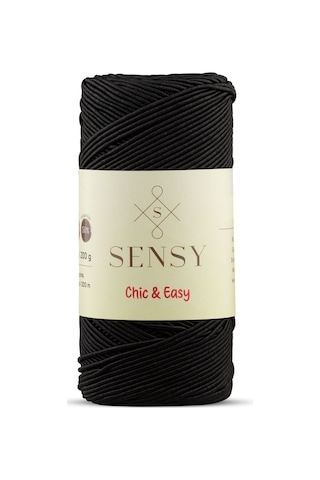 Sensy Premium Chic&easy 200 Gr Slim Supra İpi Mumlu İp Makrome İpi Çanta İpi Makrome İp Siyah
