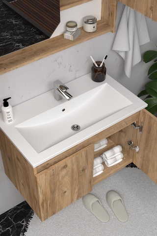 Teta Home Napoli 65 Cm Mdf Banyo Dolabı Seti + Boy Dolabı Atlantik Çam Atlantik Çam