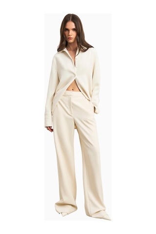 Because Of Alice Effortless Wide Leg Trousers Geniş Paça Dökümlü Kadın Pantolon Krem