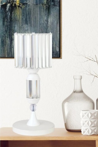 İstanbul Avize Kristal Taşlı Beyaz Kasalı K-15 Beyaz Taş Kafalı Abajur