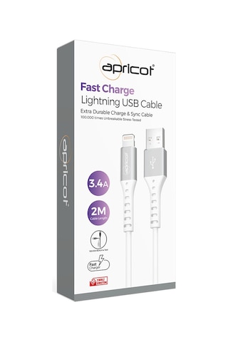 Apricot APC-A240L Lightning 2 M 3A Şarj ve Data Kablosu
