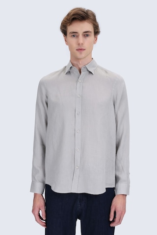 Hatemoğlu Yeşil Comfort Fit Düğmeli Yaka %100 Keten Uzun Kollu Casual Gömlek