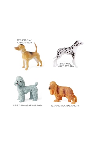 4 Parça Köpekler Figür Oyun Seti Poodle Cocker Dalmaçyalı Labrador Hayvan Figürü