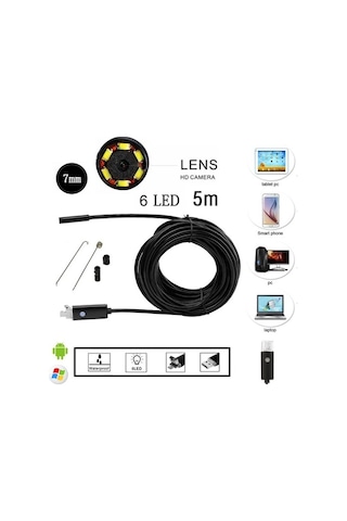 5 Metre 2In1 Micro Usb Yılan Endoskop Kamera Sert Kablo Su Geçirm (397247959)