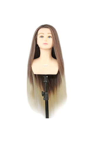 Omuzlu Kuaför Eğitim Mankeni / Yaki + Masa Aparatı / Kahverengi / Platin - Elm-01-739485 Çok Renkli