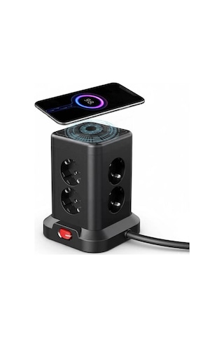 Akım Korumalı Priz Kablosuz Şarj İstasyonu 7x Soket 3x Usb 1xtype-c Kablolu Grup Priz Çoğaltıcı 2 M