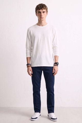 Barrels And Oıl Erkek Bisiklet Yaka İnce Sweatshirt 5074 - Ekru Ekru