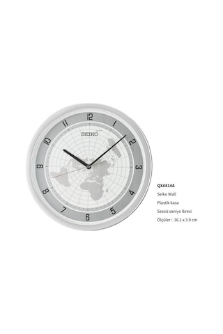 Seiko Qxa814a Metalik Renkli Plastik Kasa Dünya Haritası Sessiz Saniyeli Duvar Saati Çok Renkli