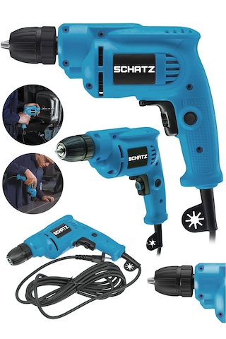 Schatz Profesyonel 580w Bakır Sargılı 10mm Metal Şanzıman Elektrikli Matkap Mavi