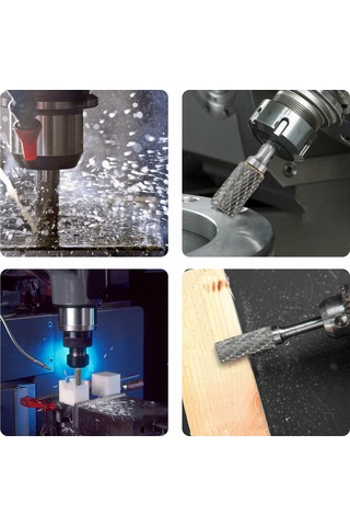 Moveevo Tungsten Carbide Çift Kesimli Freze Seti, 5 Adet, 6mm Saplı, Elektrik/pnömatik Araçlar İçin, 6-14mm Çap Aralığı