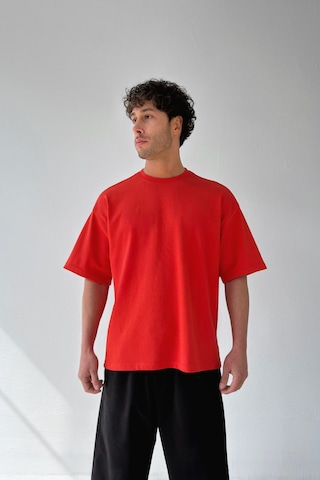 Flaw Atelıer Basic Boxy Fit Tişört-29579 Kırmızı