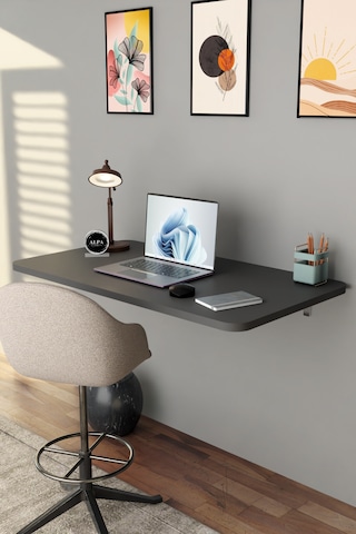 Katlanabilir Duvara Monte Masa - 50x90 Cm Ofis, Ev Çalışma Masası Antrasit