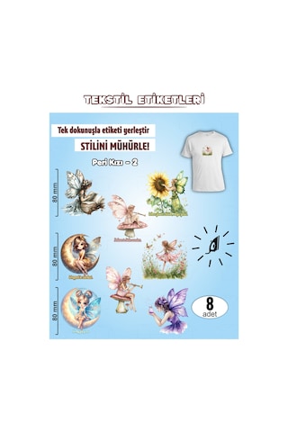 Ütü İle Yapışan Kıyafet Etiketi Peri Kızı-2 8li Set Karışık