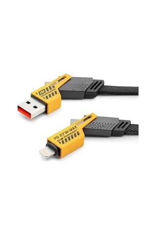 İn 1 Çoklu Usb Şarj Kablosu: 120 Cm, Type C To Lightning Örgü Şarj Kablosu Usb A/usb C 65w Tip C/27w Pd Her Cihaz İle Uyumlu Metal Başlıklı Cl24