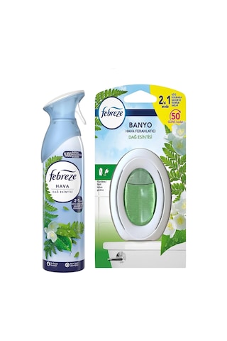 Febreze Dağ Esintisi Hava Ferahlatıcı Sprey Oda Kokusu 185 ML + Hava Temizleyici Parfüm