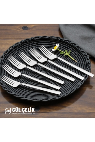 Yemek Çatalı 12 'li Düz Sade Model 18/0 Kalite Paslanmaz Çelik