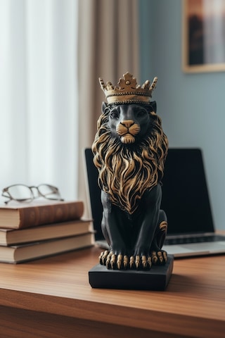 Hükümdar Kral Aslan Dekoratif Masaüstü Biblo Heykel Ev Ve Ofis Aksesuarı