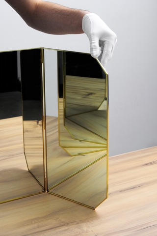 Makyaj Aynası Masaüstü Büyük Pirinç Gold 100x45cm Gold