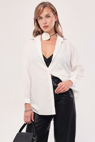 Armonika Kadın Ekru Oversize Uzun Basic Gömlek Arm-22y001118