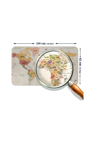 Eğitici - Öğretici Dünya Ve Türkiye Haritası Çocuk Odası Duvar Sticker-60x105-3890 Renkli