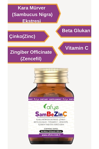 Afye Sambezinc Karamürver-Çinko-Beta Glukan 30 Bitkisel Kapsül